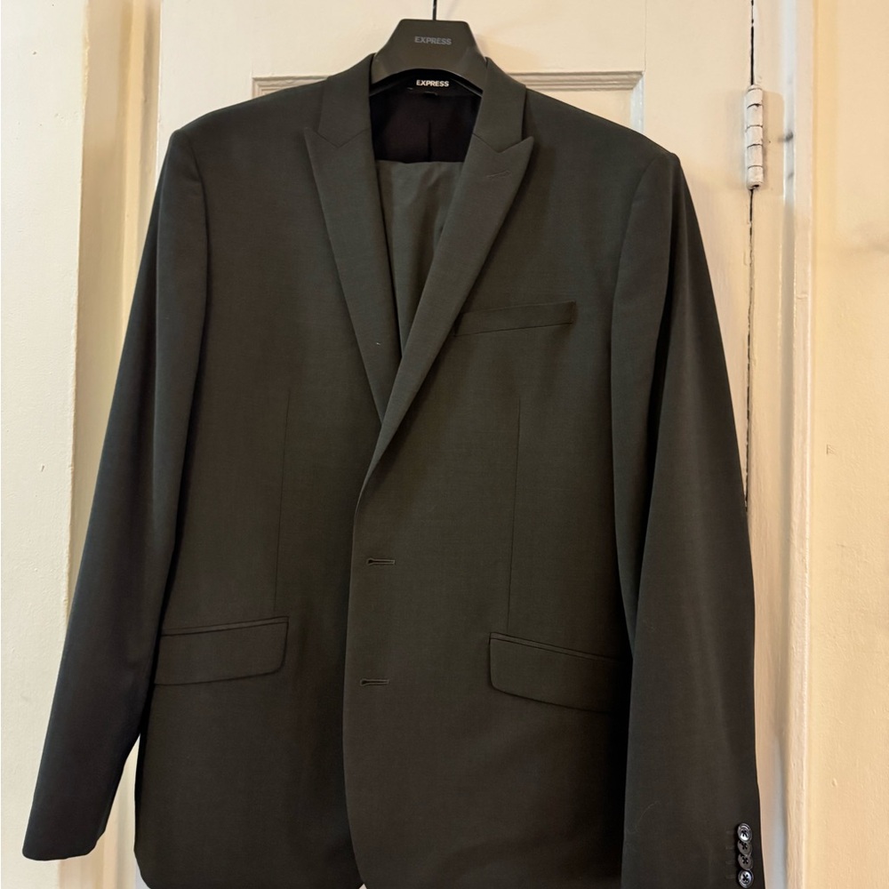 Express Olive Green Suit Slim Fit